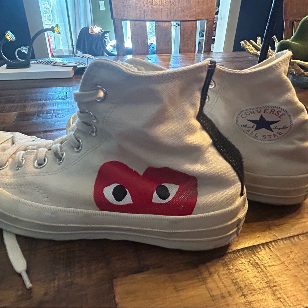 CONVERSE X COMME DES GARCONS PLAY Chuck Taylor '70 HI White Size 7 mens 9 womans